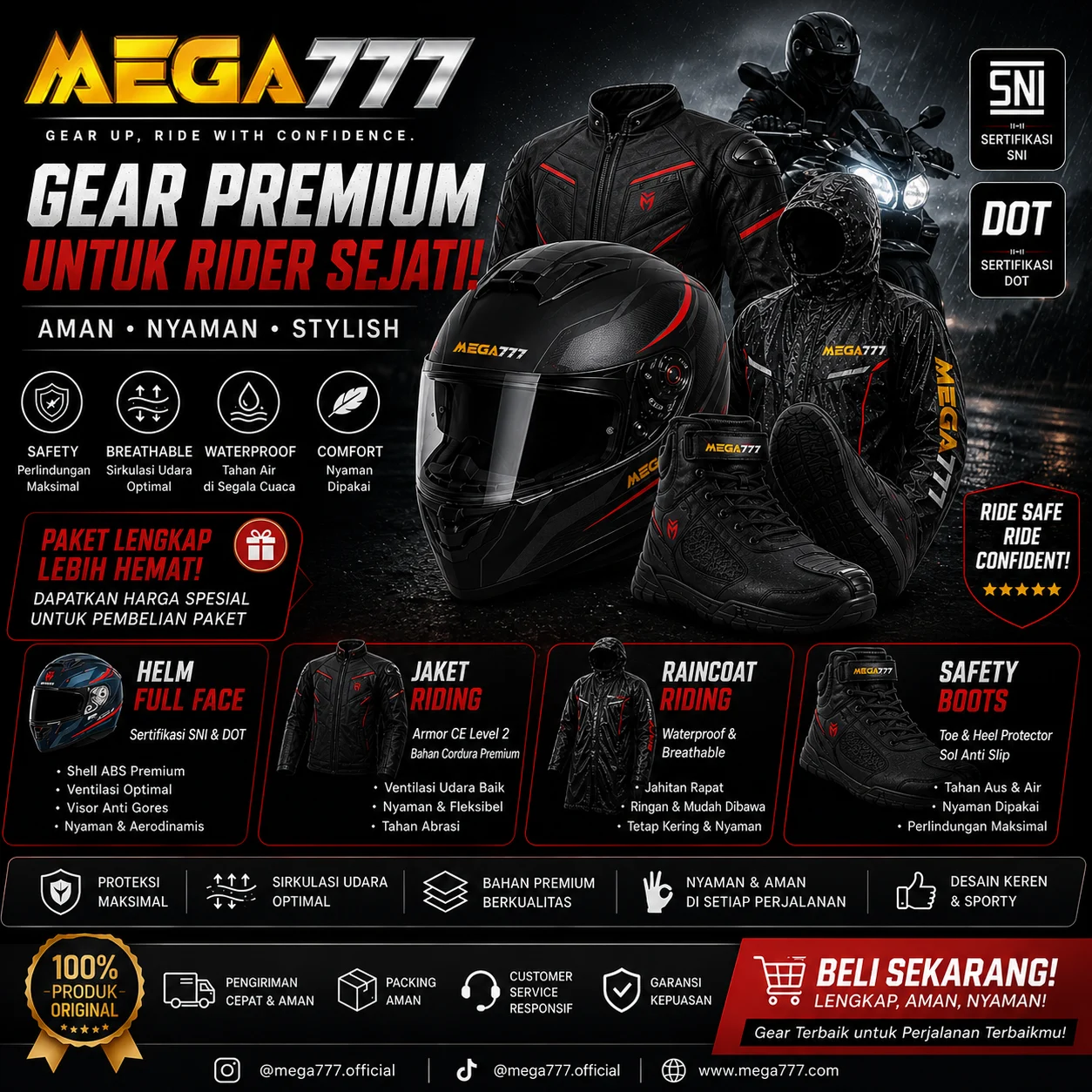 Jaket Riding Pro MotoBuykers - Perlengkapan Safety Motor