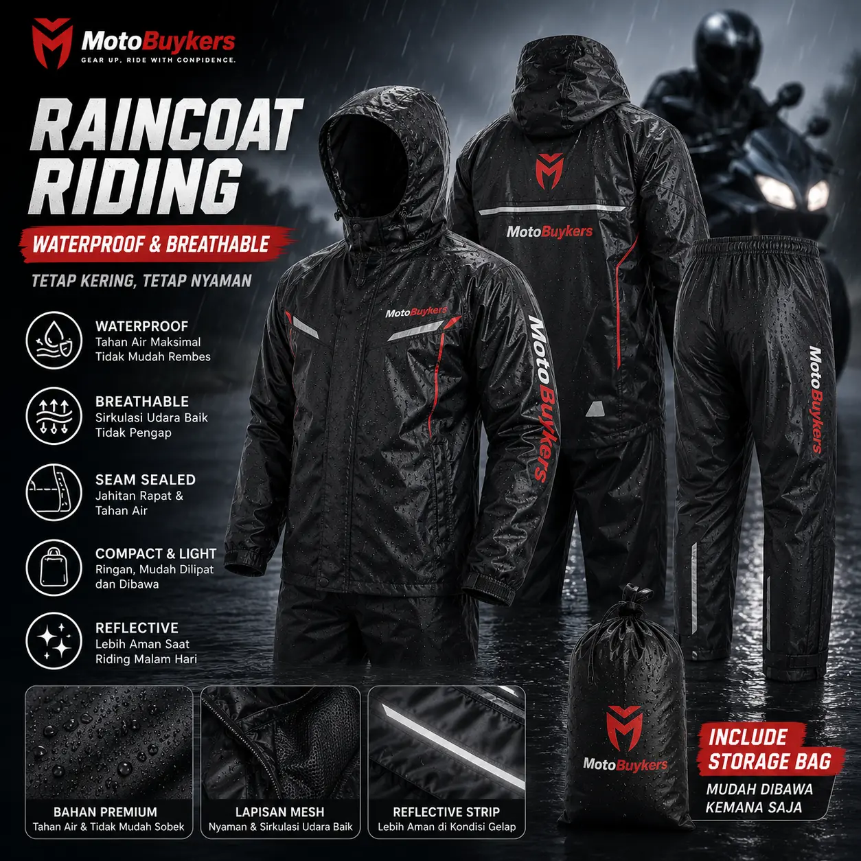 Raincoat Riding MotoBuykers - Waterproof & Breathable