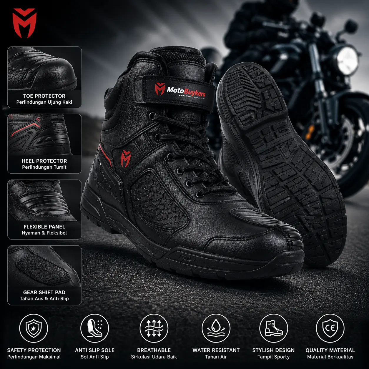 Sepatu Motor MotoBuykers - Safety Boots